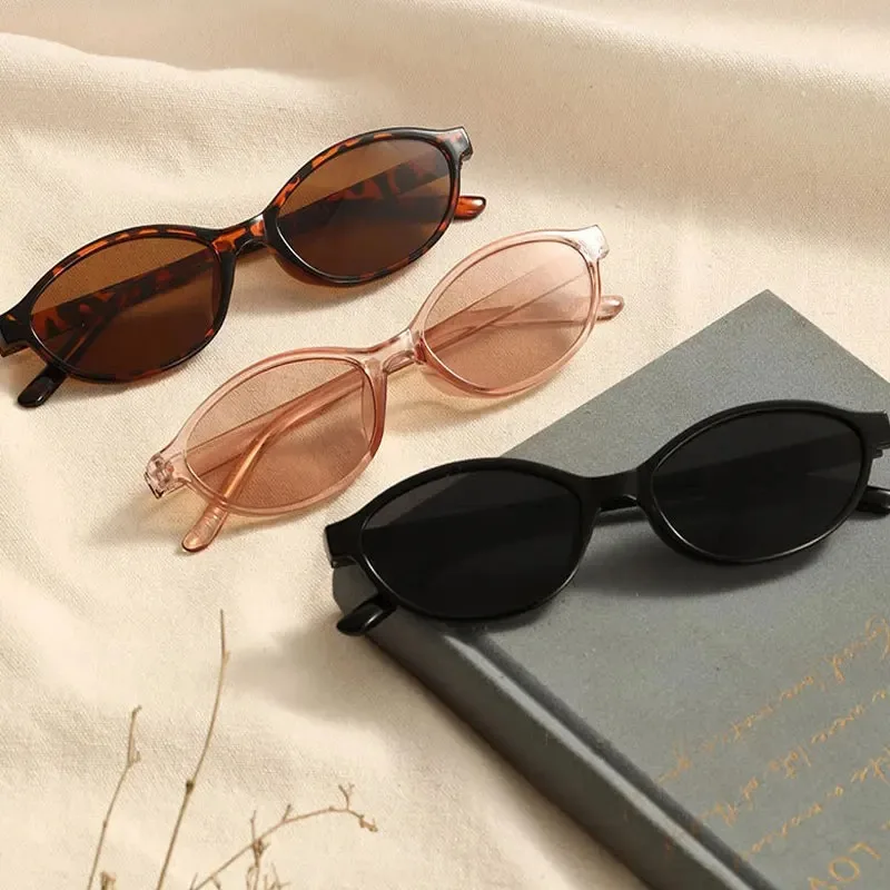 Gafas de sol de leopardo marrón para mujer, gafas de sol de marca a la moda con montura pequeña, gafas retro ovaladas para mujer, gafas de sol retro de colores