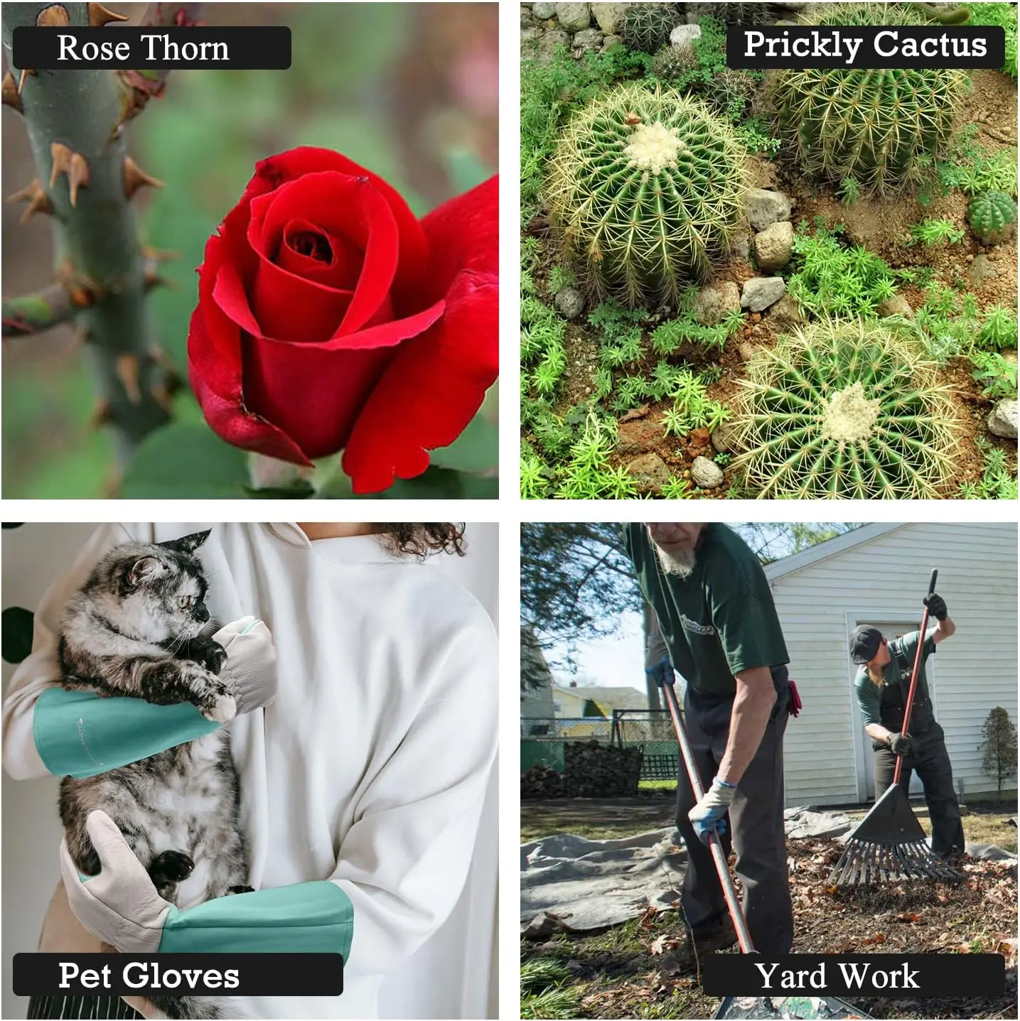 Sarung Tangan Berkebun Panjang HANDLANDY untuk Pria & Wanita, Sarung Tangan Pemangkas Mawar Kulit Sapi - Sarung Tangan Gauntlet yang Bernapas & Tahan Lama