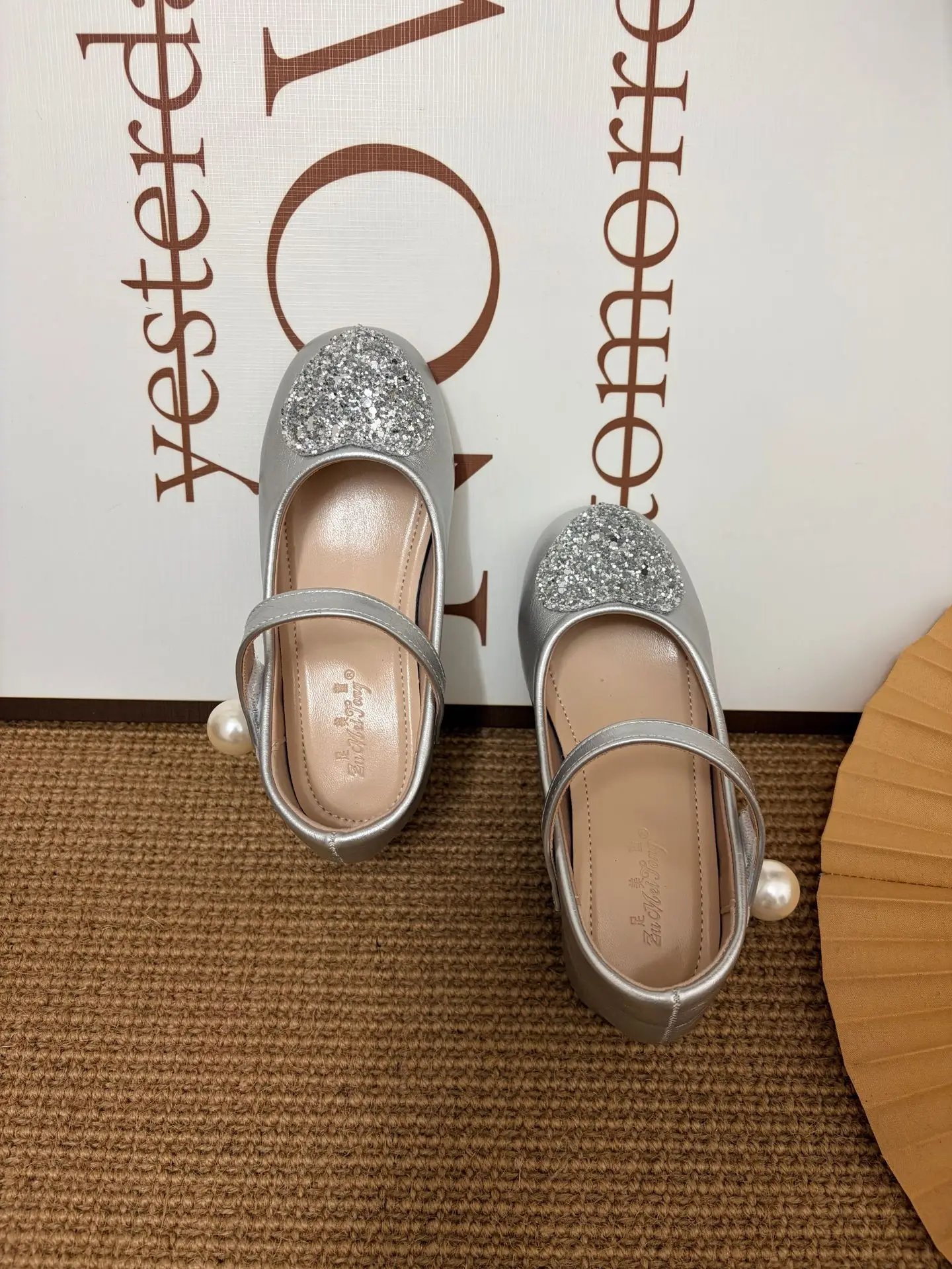 Kids'Casual Shoes Girls PU Leather Sequin Spring Lace Fashion Outdoor High Heels Breathable Anti-slip Designer Silver Size 23-35
