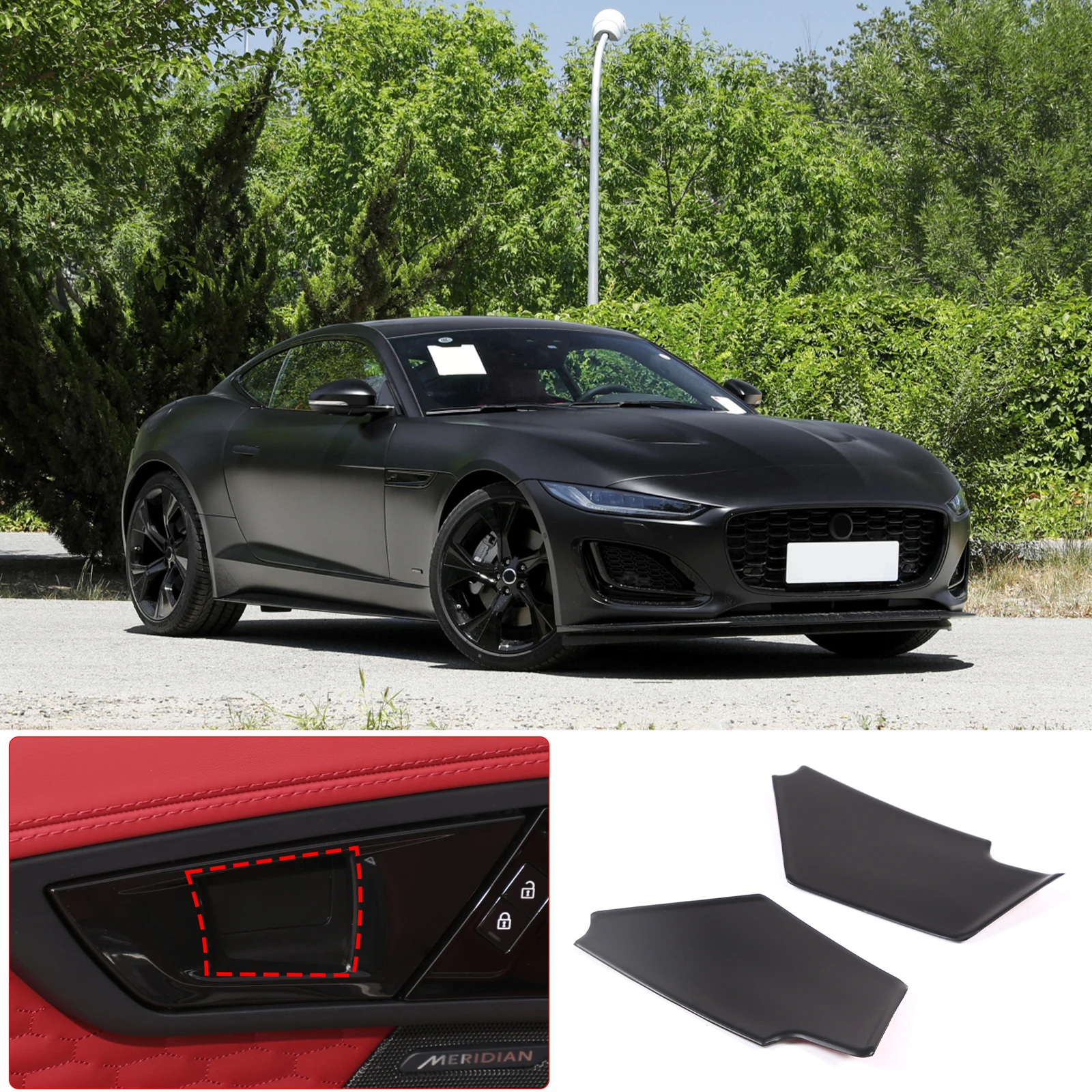 

For 2013-2024 Jaguar F-TYPE ABS Matte Black Car Styling Car Inner Door Handle Bowl Sticker Car Interior Accessories