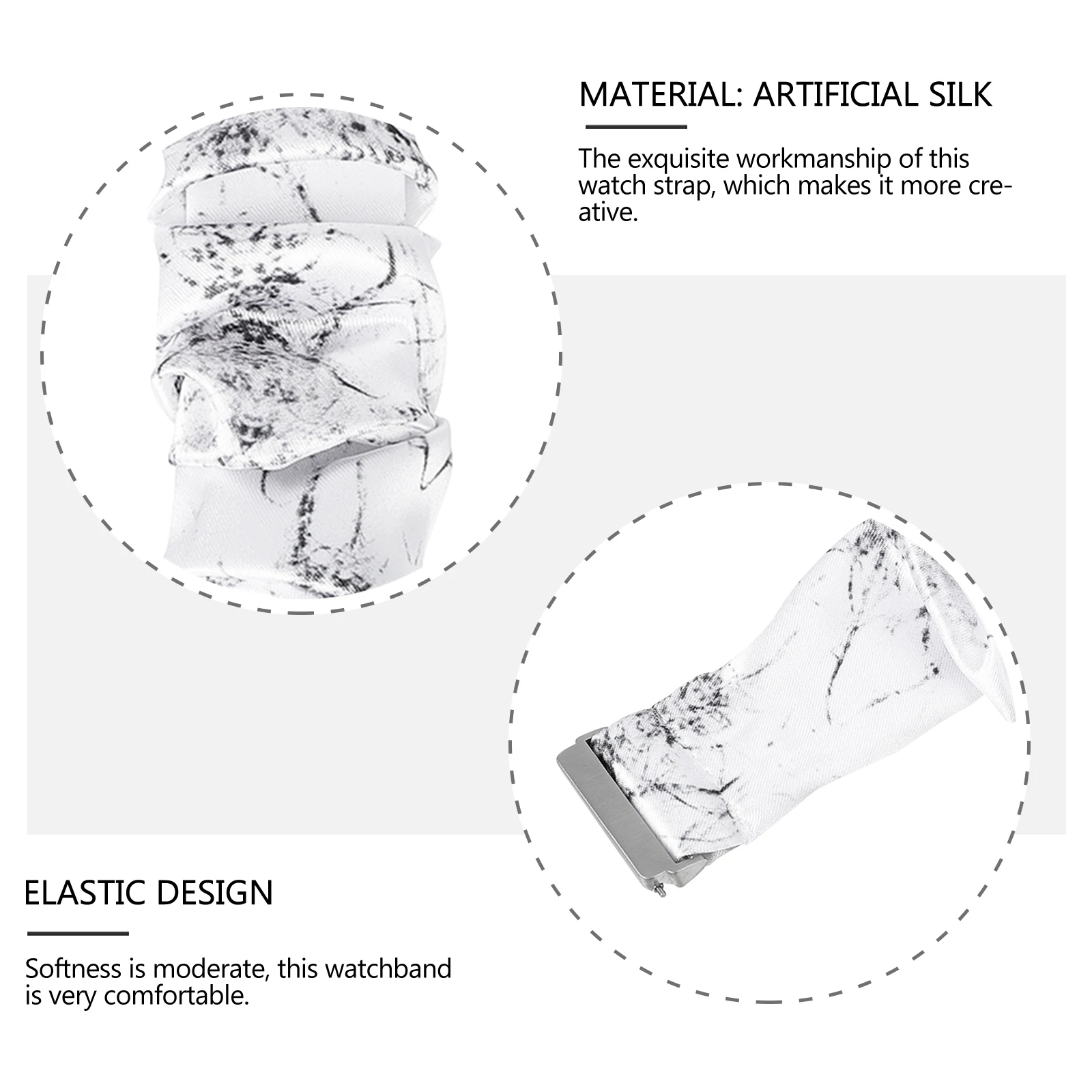 

1 pc For Large Bowel Loop Watch Strap Creative Elastic Wrist Band Soft Artificial Silk Comfortable Business Sports Use Durable