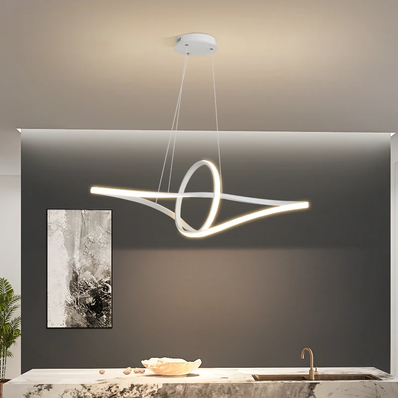 Lampe LED Suspendue Blanche au Design Minimaliste Moderne, Luminaire Décoratif d'Nik, Idéal pour un Salon, une Cuisine ou une Salle à Manger