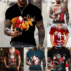 Men's Christmas Style Short-Sleeved T-Shirt Trend Fashion Y2K Men's Top Oversized Men's Short-Sleeved Printed 3D Vintage T-Shirt