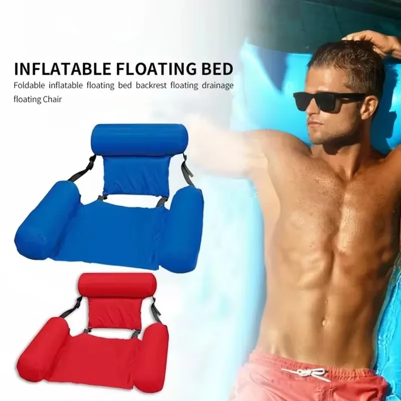 Portable Foldable Inflatable Floating Hammock Bed for Pool Relaxation and Swimming Comfort