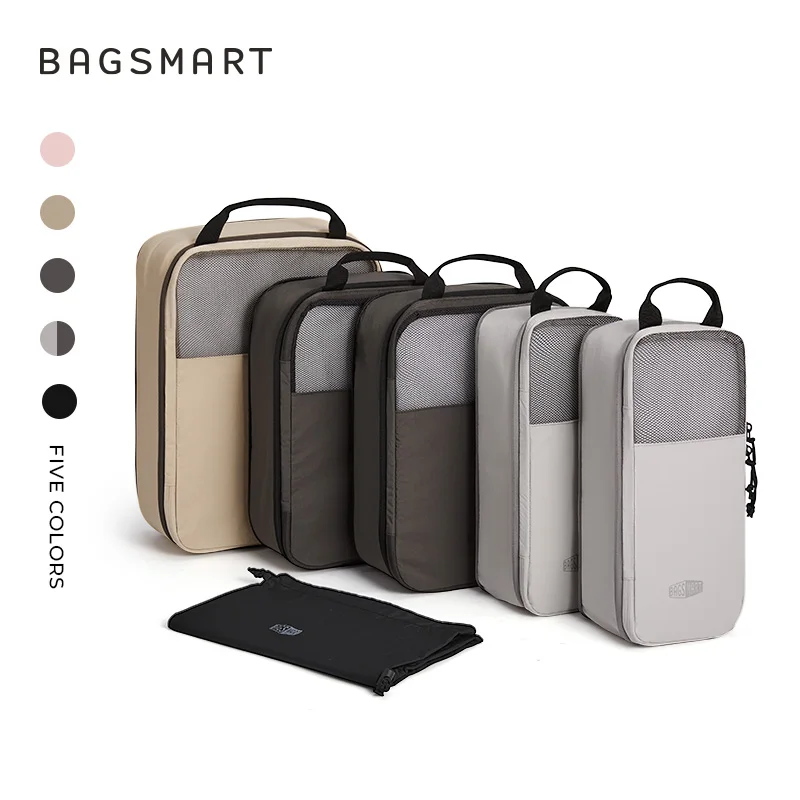 BAGSMART 6PC Compression Packing Cubes Large Capacity Travel Storage Bag Portable Luggage Organizers for Clothes