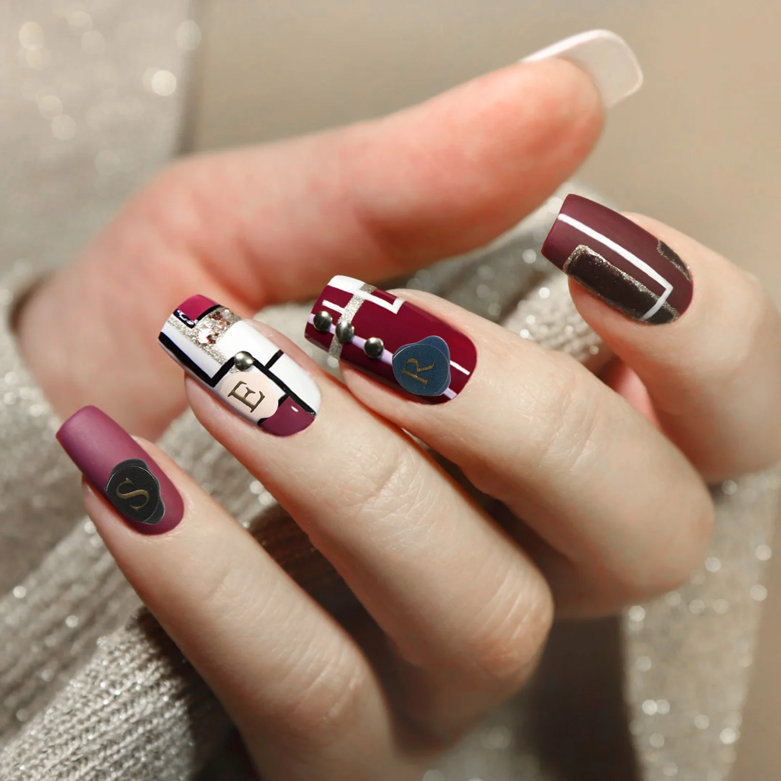 1 ورقة ملصق أولي لإكسسوارات فن الأظافر شارات أظافر مزخرفة للاستخدام المنزلي في صالونات التجميل سهلة الاستخدام بتصميم ذاتي اللصق #3