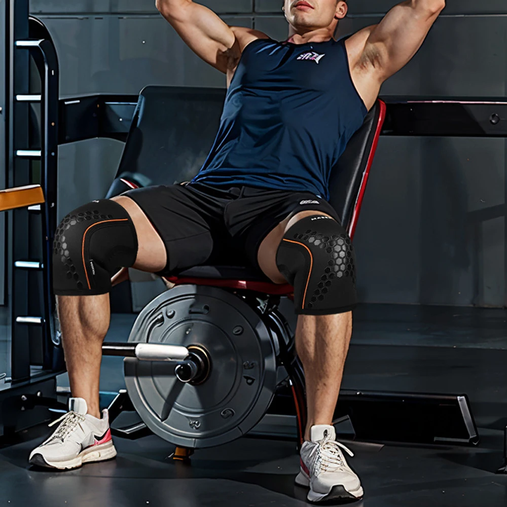 1 Stück 7 mm Neopren-Kniebandagen für Gewichtheben – maximale Unterstützung für Kniebeugen, CrossFit, Knie-Kompressionsbandage für Männer und Frauen – Detail 12
