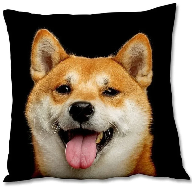 Cute Pet Dog Cushion Cover Shiba Inu Throw Pillow Cover Living Room Sofa Cushion Cover Home Decoration Pillowcase 45*45cm