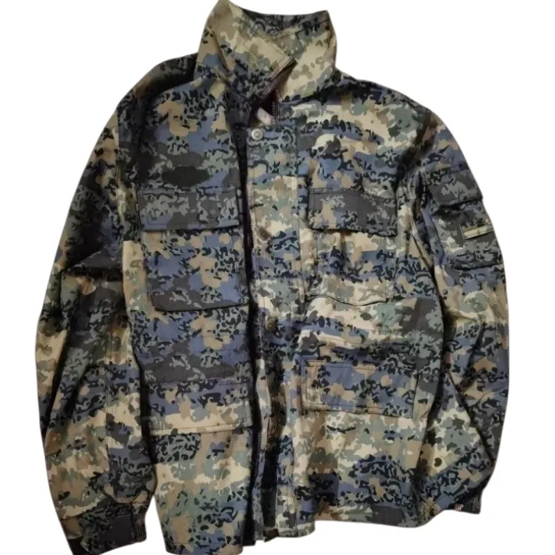 Camouflage Field Jacket Pants Set Unisex Outdoor Costume Suit Spring Tops Trousers for Cosplay Hiking