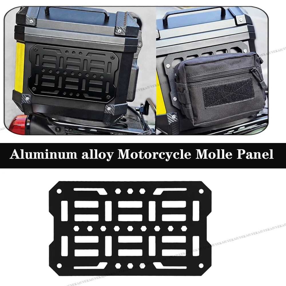 Kaiuve Modular Motorcycle Top Case Tactical Trunk Storage Organizer Aluminum Alloy Molle Panel Quick-Install Storage Box