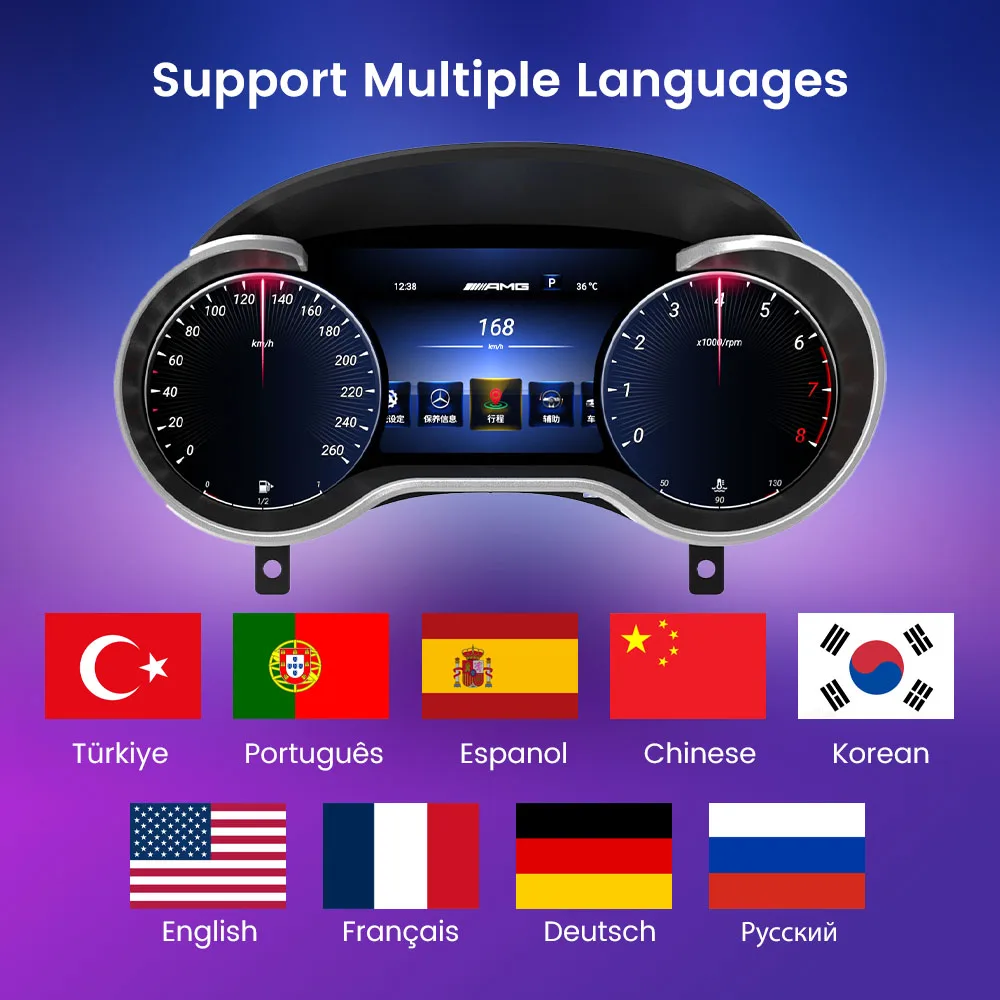 12.3 "LCD لوحة القيادة الرقمية للسيارة العنقودية لمرسيدس G ML/GL GLE GLS 2012-2019 ترقية لوحة الأدوات الافتراضية عداد السرعة #6