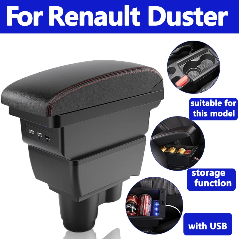 

For Renault Duster Armrest For Dacia Duster Car Armrest Box 2019-2022 Center Console Storage Box Decoration Accessories leather