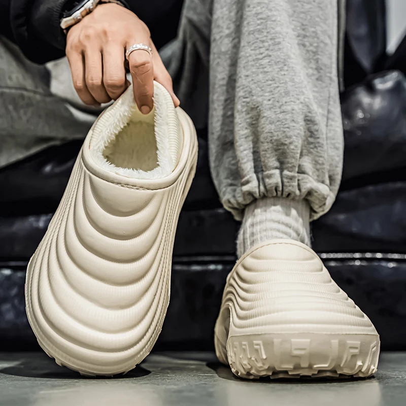 جديد الشتاء أفخم شبشب رجالي في الهواء الطلق مقاوم للماء الرجال نعال من القطن داخلي دافئ عدم الانزلاق الرجال أحذية المنزل شبشب غرفة النوم #3