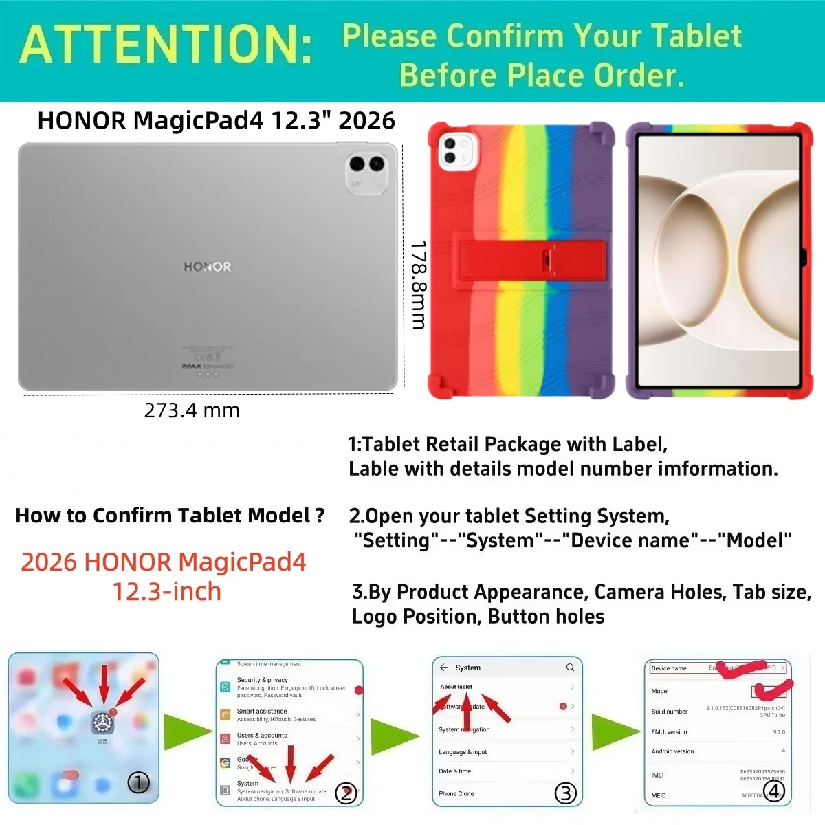 Soft Cover for 2026 Honor MagicPad4 12.3