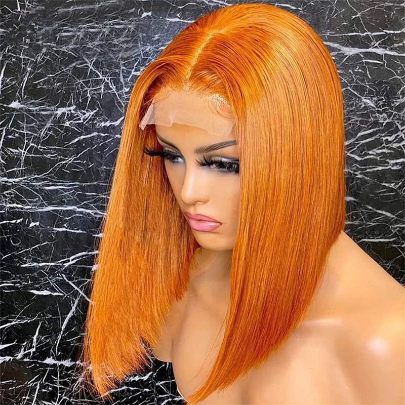 Orange Straight 180Density 26Inch Long Lace Front Wig For Women With Baby Hair Preplucked Daily Glueless