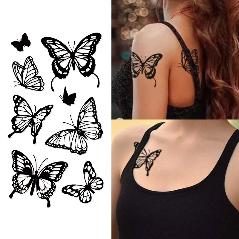 Small Butterfly Waterproof Arm Temporary Tattoo, Long-Lasting, Realistic Fake Tattoo for Men and Women