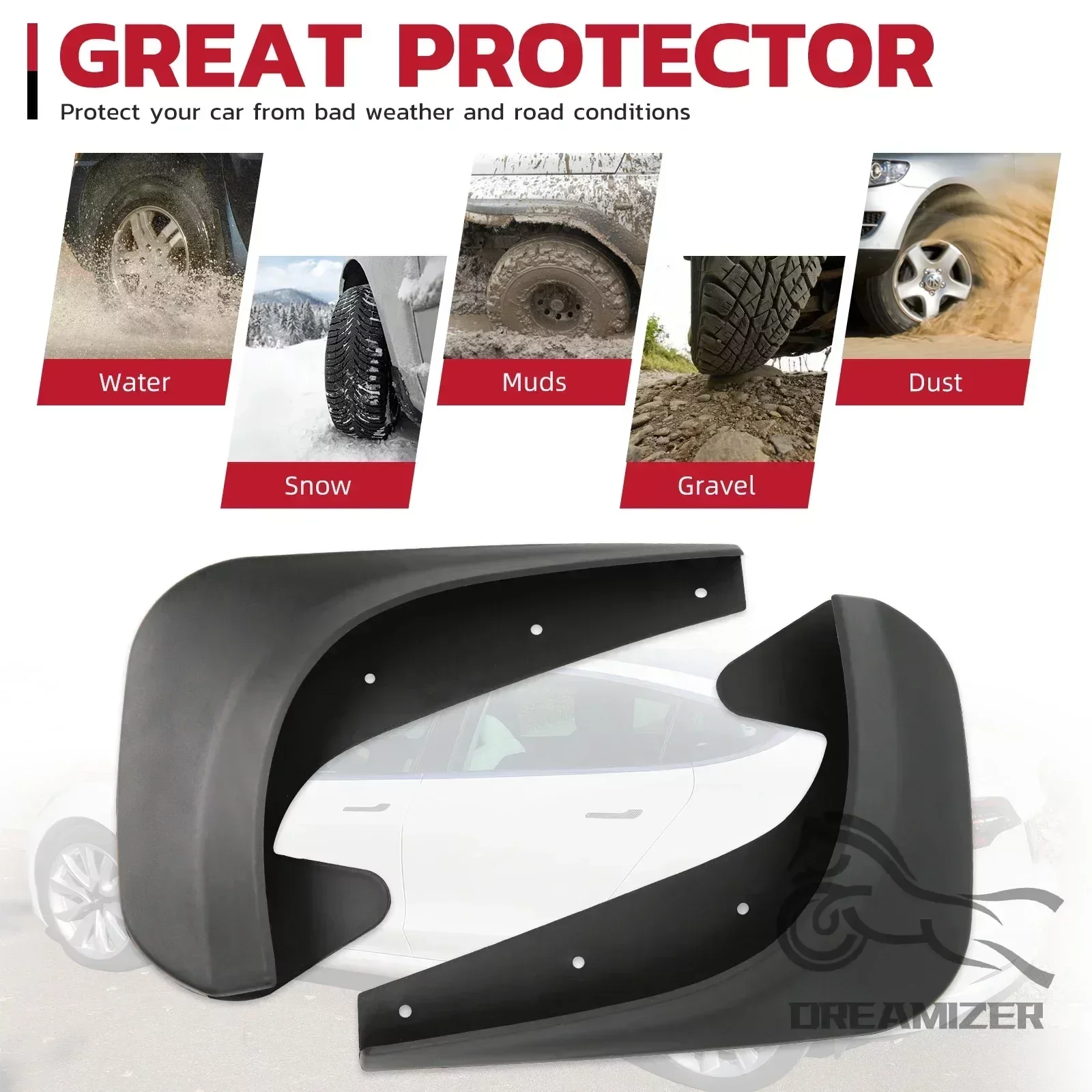 

4pcs Front Rear Mudflaps Mud Flaps Original Model Replacement Splash Protector Fender Car Accessories Parts Wheel