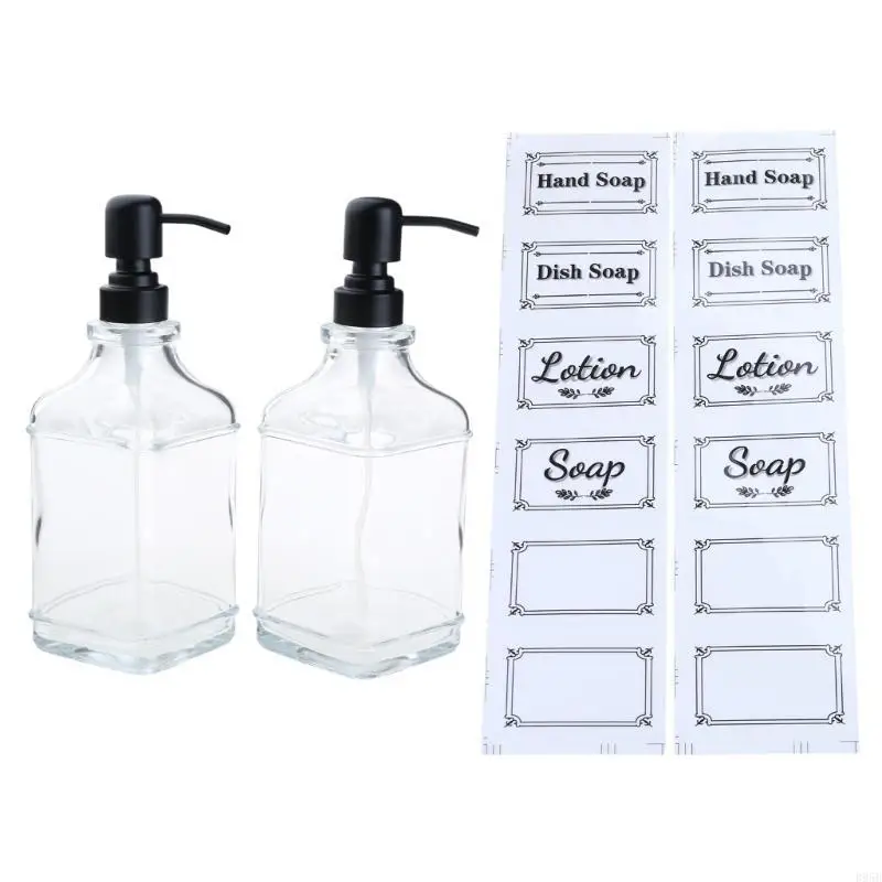 

2 шт., 550 мл, дозаторы для мыла с удобными многоразовыми бутылками для жидкости, ручной стеклянный дозатор для ванной комнаты,