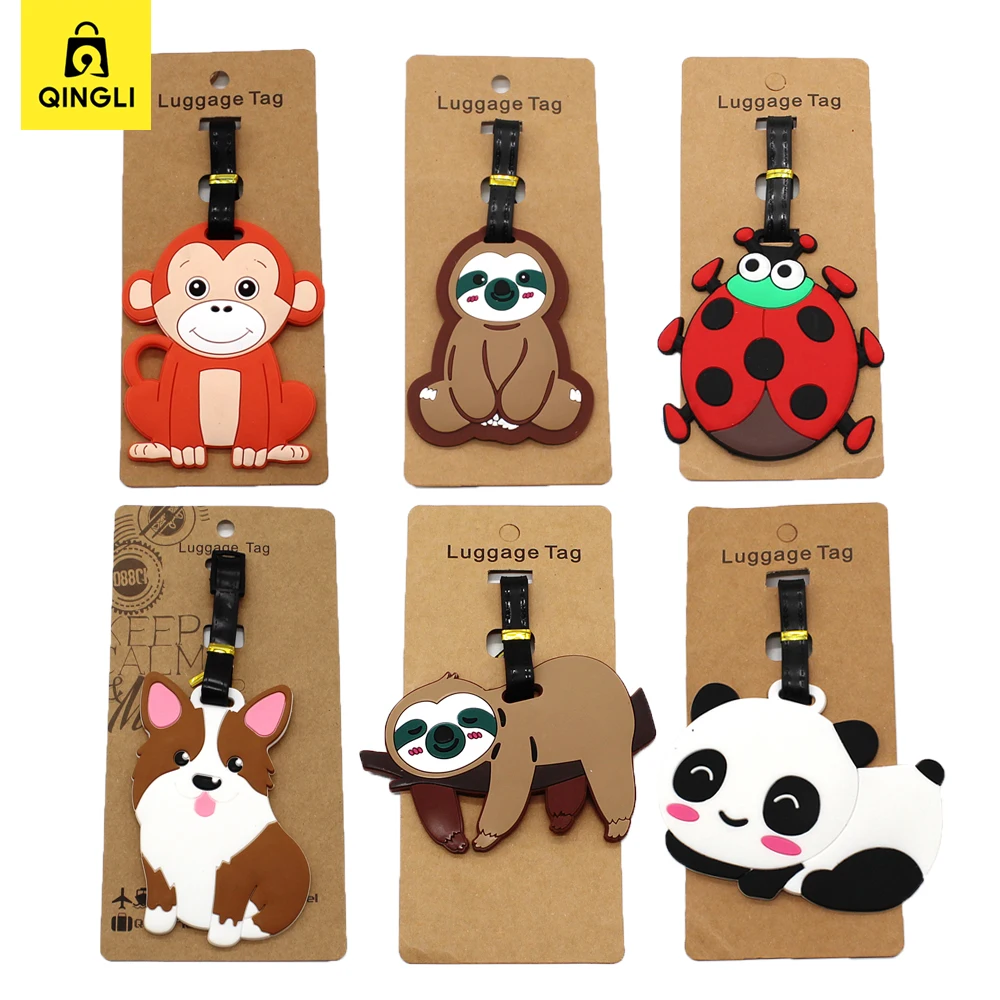 Cute Small Animal Luggage Tag Travel Essentials Anti-lost Baggage Label Cartoon Sloth Ladybird Monkey Portable ID Addres Holder