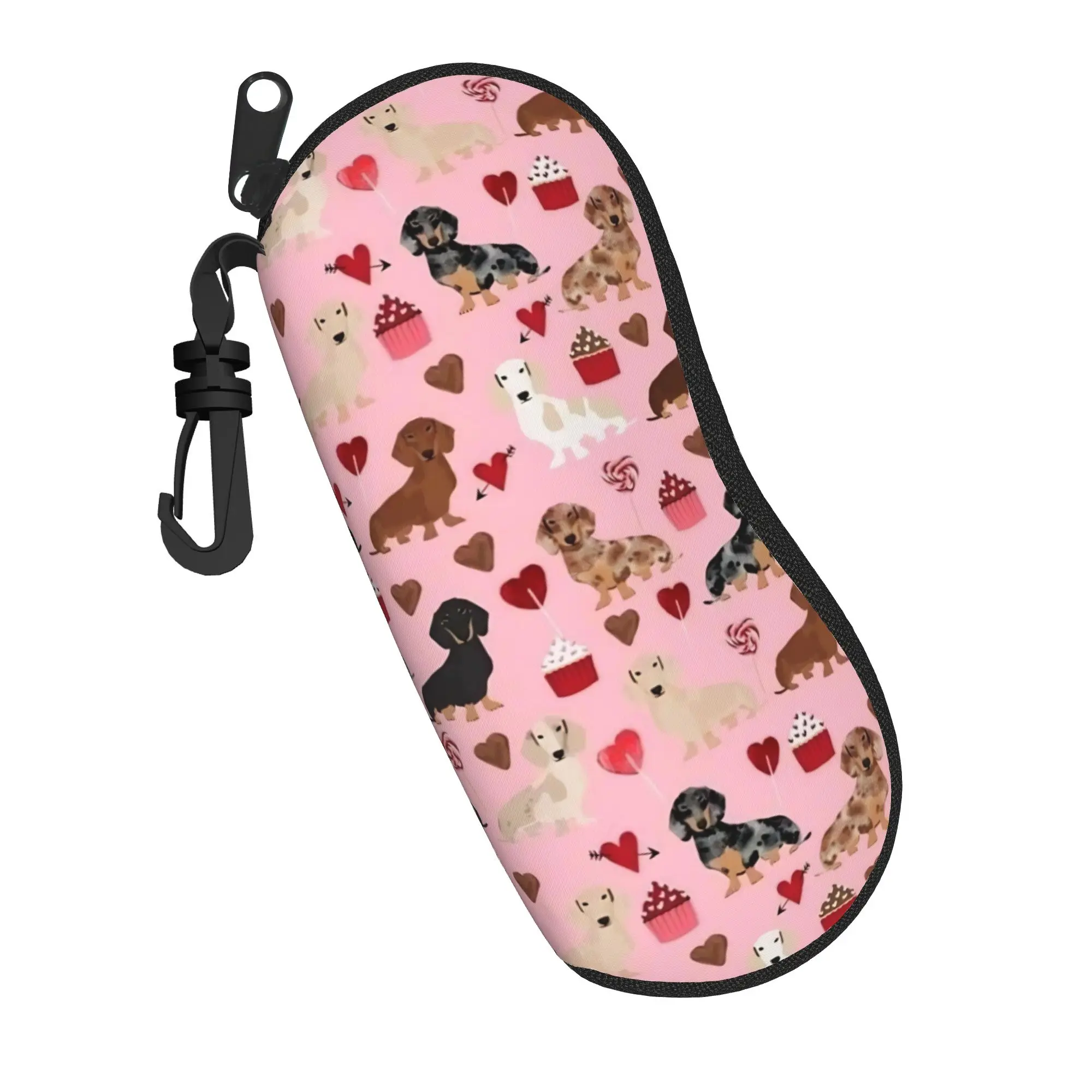 Dachshund Love Valentine's Day Glasses Case Gift For Girls  Box  Glasses Storage Box Anti-Pressure Eye Contacts Case