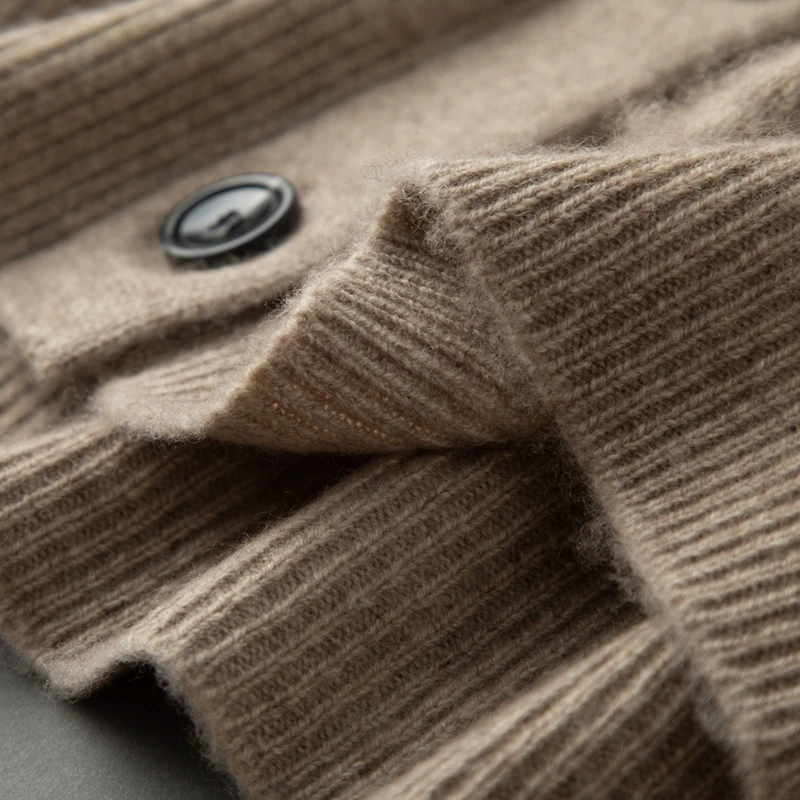 100% Cashmere Sweater Men Shawl Collar Cardigan Knitwear High Quality Autumn Winter Thick Warm Business Tops Trendy Clothes