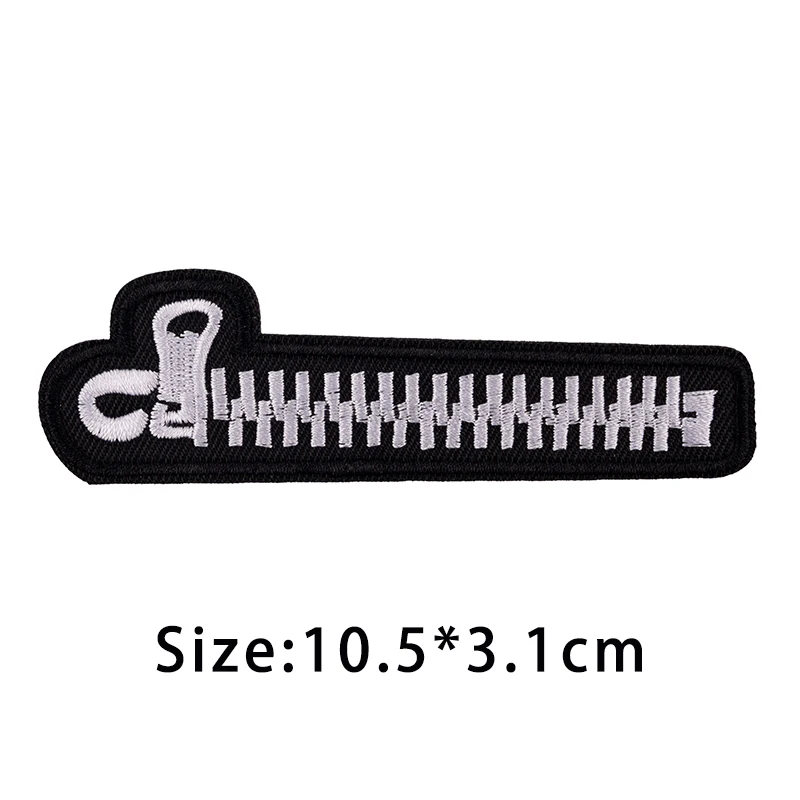 Iron on Patches For Clothes Embroidered Sew Zips Patterns Fabric Applique Patch DIY Punk Jacket Coat Dress Accessories Sticker