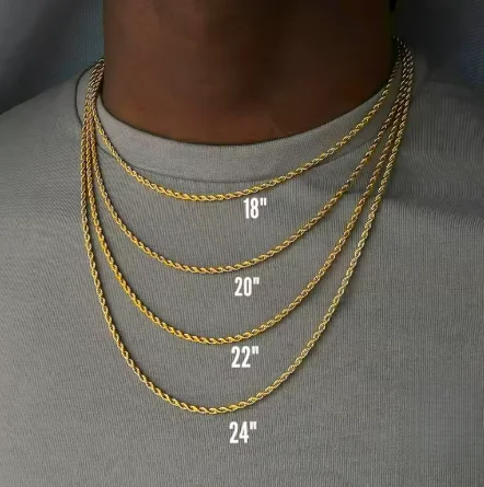 

Upgraded Waterproof Classic Twist Rope Chain Stainless Steel Necklace for Men Women Unisex Layered Hip HopJewelry Gift Wholesale