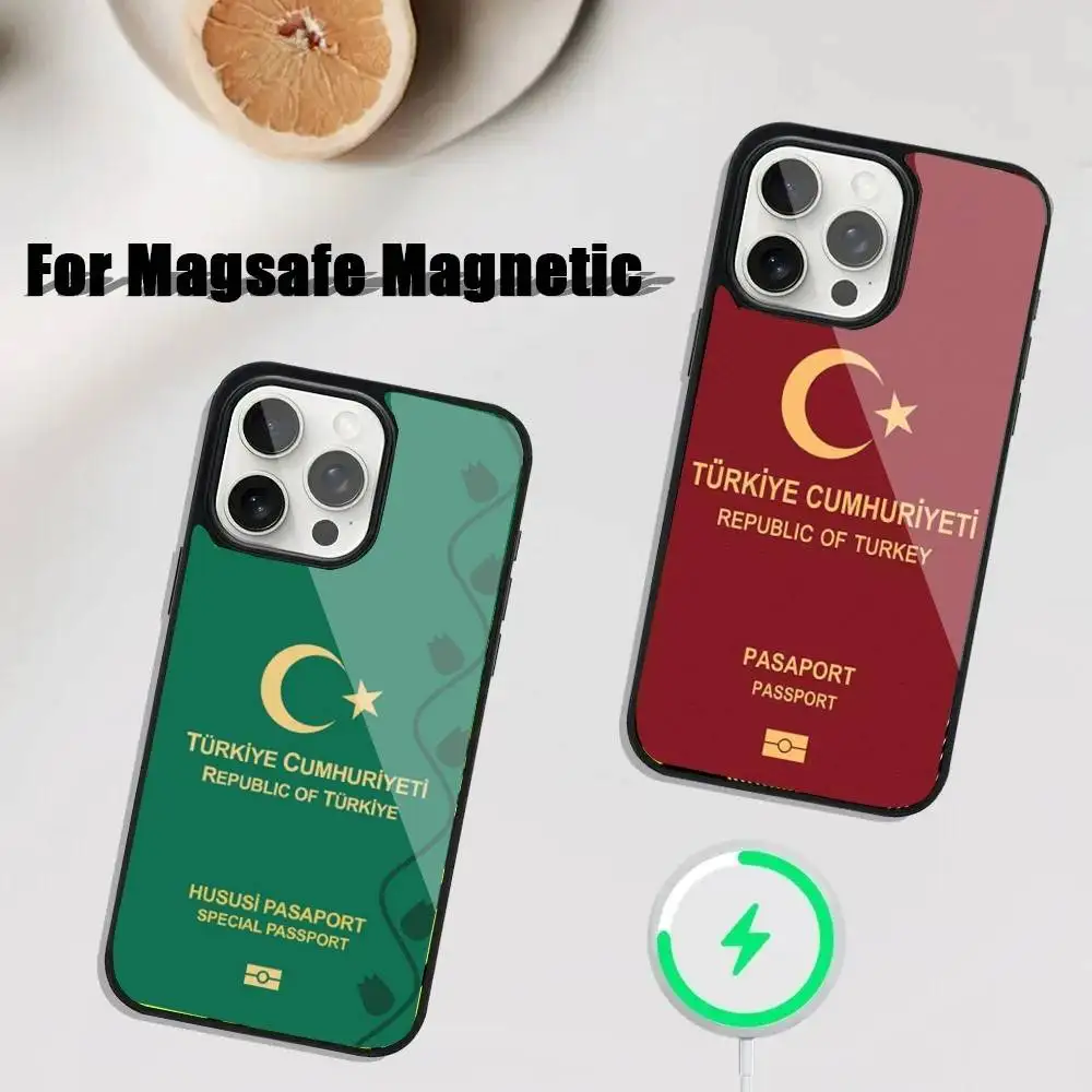 

Turkey Passport Phone Case For iPhone 16,15,14,13,12,11,Plus,Pro,Max Mini Magsafe Magnetic Wireless Charging