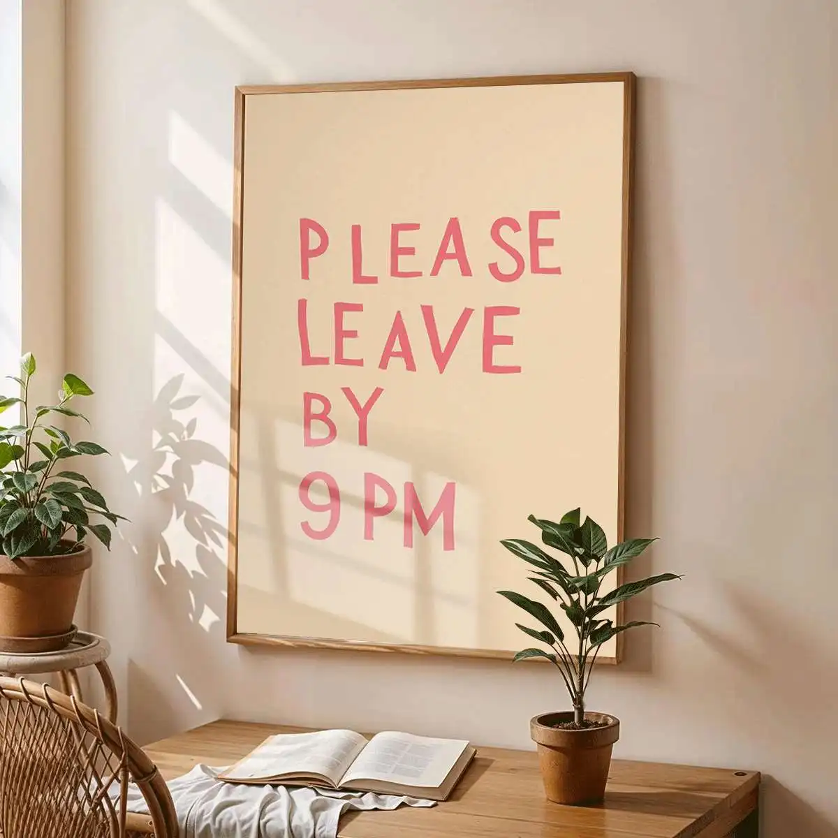 2D Flat, 2D Flat, 1pc 2D FLAT Please Leave by 9 PM Art Poster Unframed Canvas Print for Bedroom Decor for Office Decor for Li
