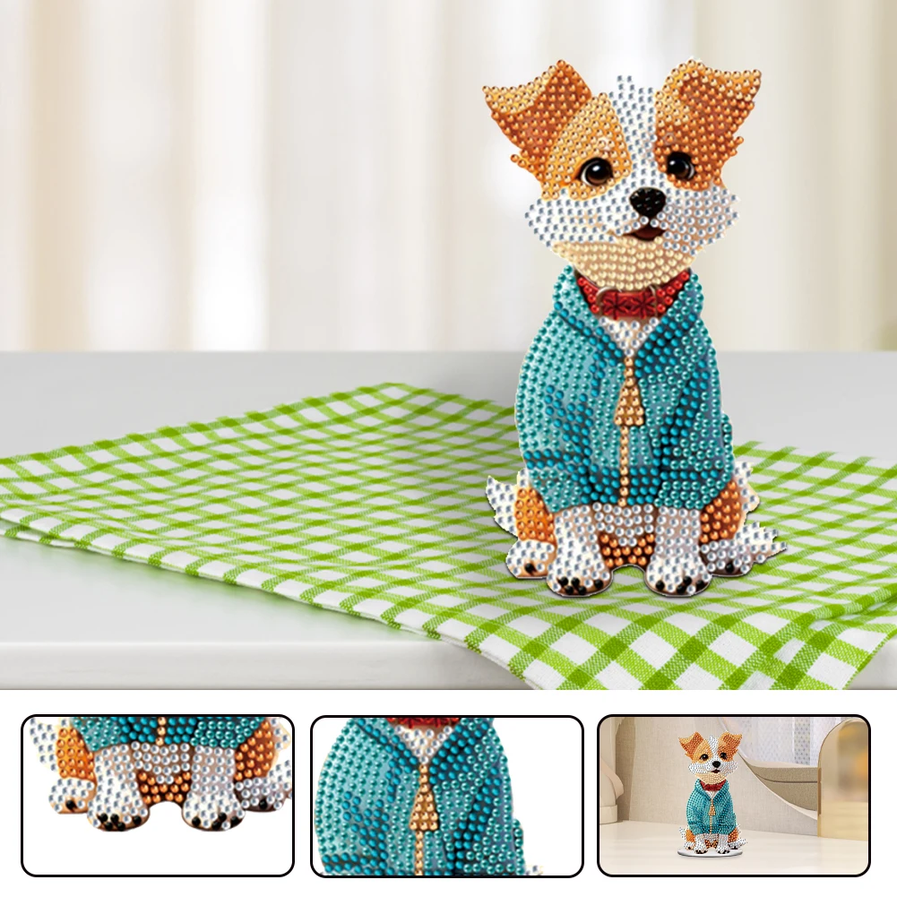 

Dog DIY Acrylic Shaking Head Diamond Painting Desktop Decorations Single Side Drill Rhinestone for Adult Beginner DIY Craft Kit