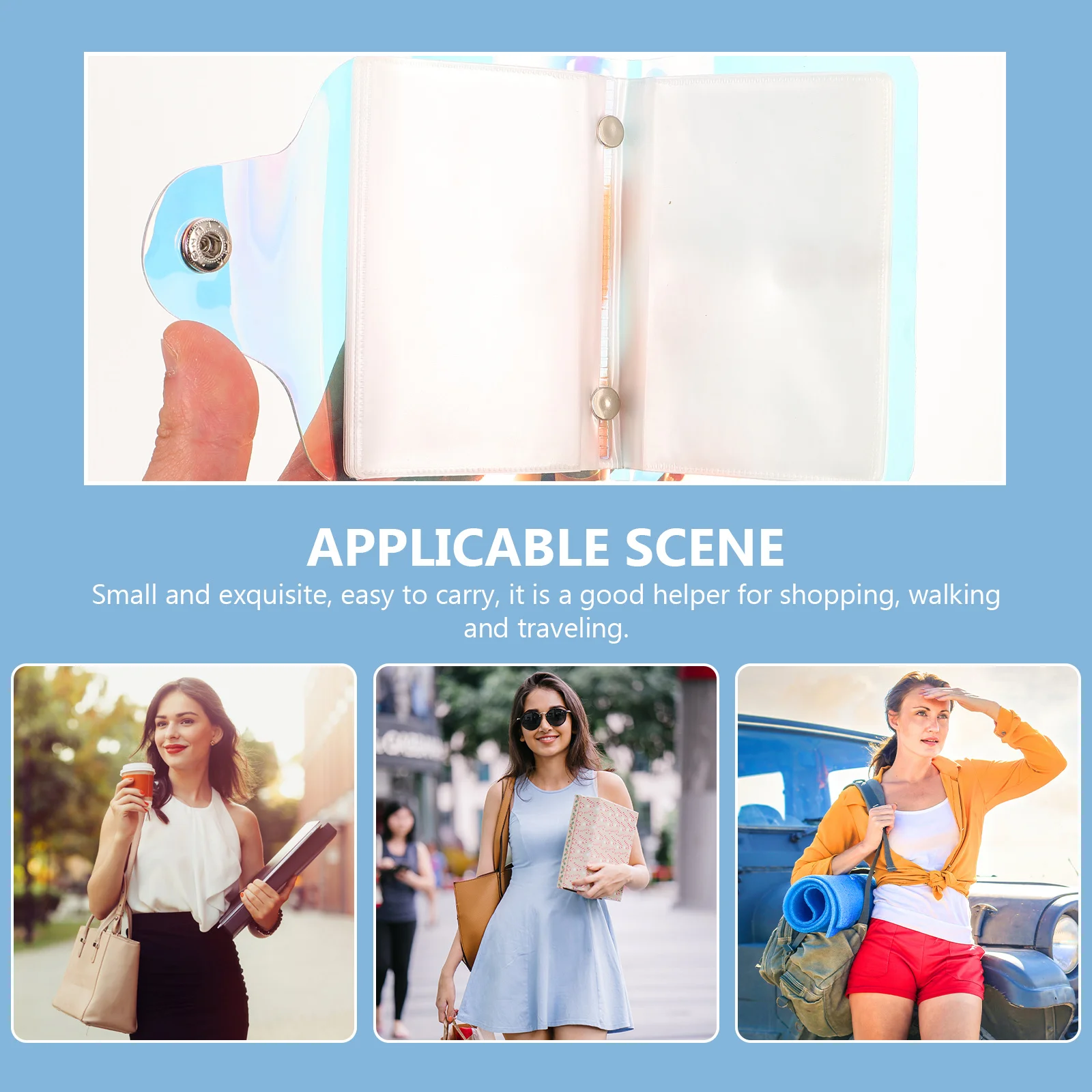20 صفحة حامل بطاقات متعدد الألوان، حقيبة شفافة ثلاثية الأبعاد، منظم رياضي للسفر، محفظة بطاقات ائتمان شفافة بالليزر #3