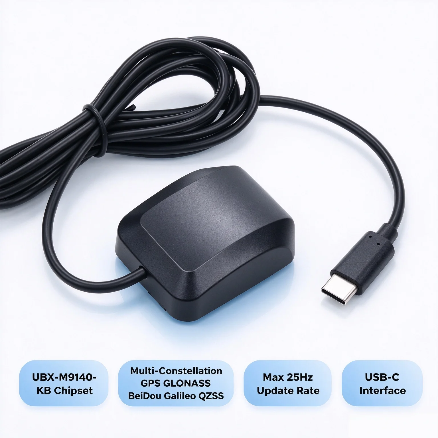 Android USB Type‑C GPS GNSS Receiver,  M9 M9N GPS, Galileo, GLONASS, BeiDou, QZSS, 1‑25Hz, NMEA, RTCM Protocol, UBX‑M9140‑KB