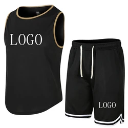 2024 Men's Customized Printed Sportswear Vest Shorts Summer Male Suit Printing Sleeveless T-Shirt + Casual Shorts Outfit Set