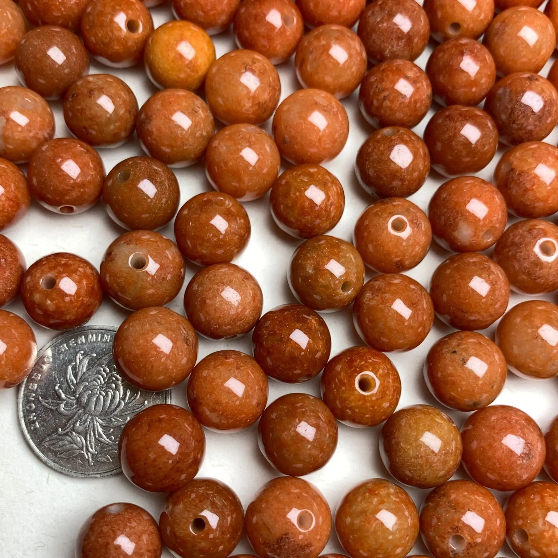 Natural Myanmar Jadeite A-Grade Burnt Red Jade round Beads Loose Beads for DIY Jewelry Making Accessories Wholesale Drop Ship