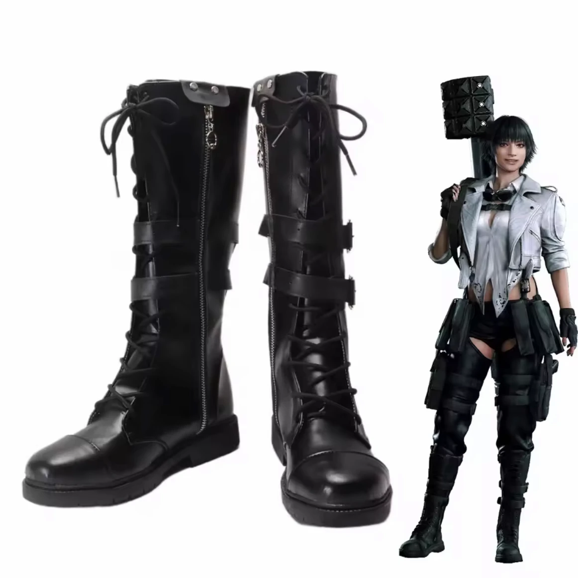 レディネロヴァージルダンテコスプレ靴ゲームコスプレ男性女性黒茶色赤ブーツヴァージルダンテコスプレ靴カスタマイズ