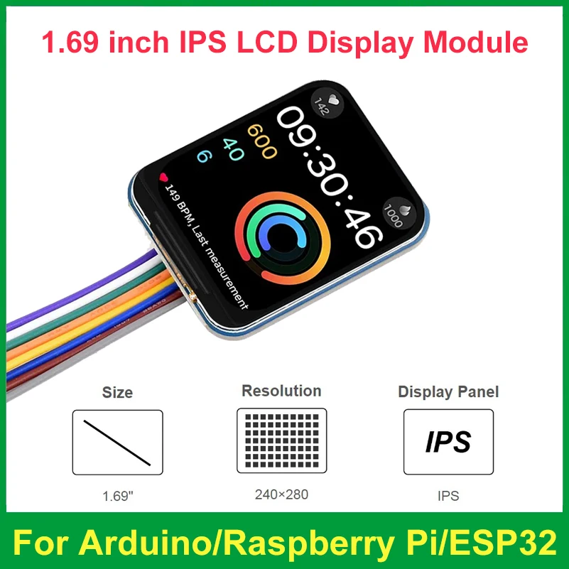 

1.69 Inch LCD Display Module Embedded ST7789V2 Driver Chip 240x280 SPI Interface IPS Screen for Arduino ESP32 Raspberry Pi