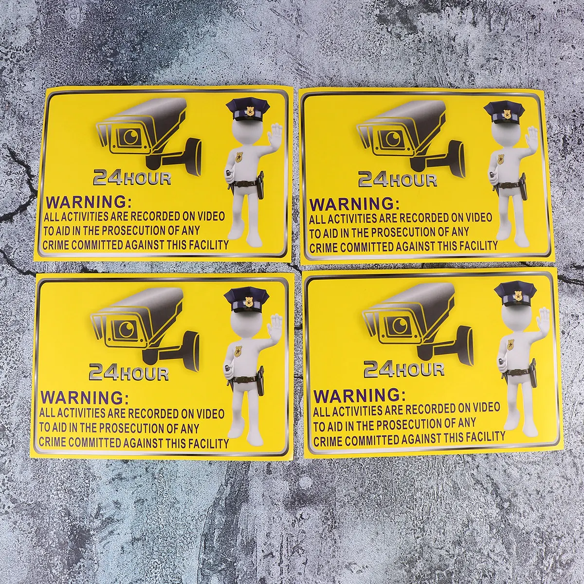 5Pcs 24H Online Surveillance Monitor Warning Sign Sticker Extra Thick Self-Adhesive for Vehicle Office School Building