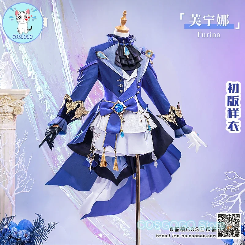 COSGOGO Game Genshin Impact Water God Furina Cosplay Costume Halloween Outfits Game Clothing Women Dress Gown