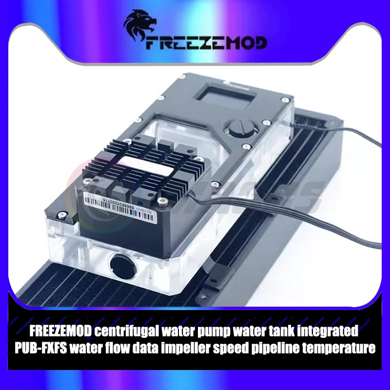 FREEZEMOD Warer Cooling Box Pump AIO Reservoir Res Digital LCD Display Thermometer/Flow Rate/RPM 3 In 1 Water Tank+Pump Combo