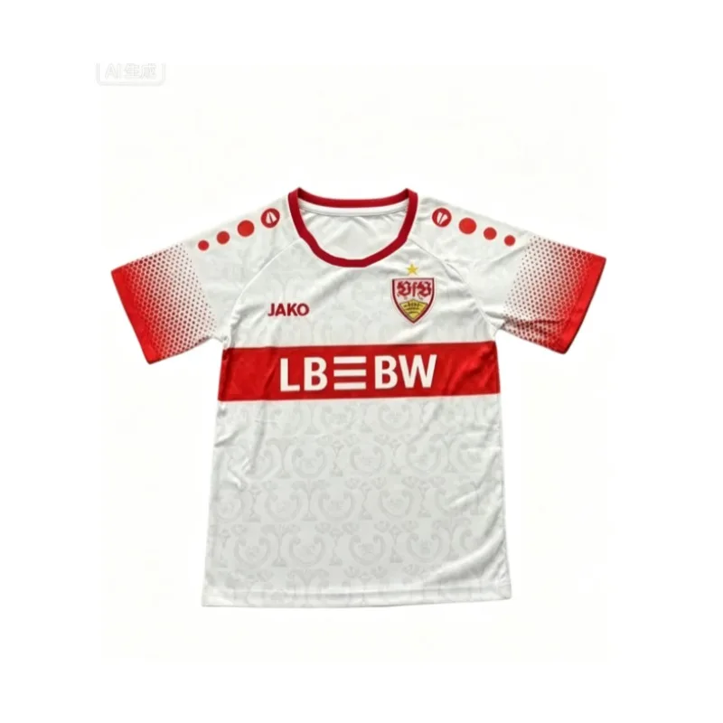 2026-27 Neues VfB Stuttgart Herren-Trikot, 3D-gedruckt, Y2K Sommer Casual Schnelltrocknendes T-Shirt, geeignet für den Alltag und das Training.