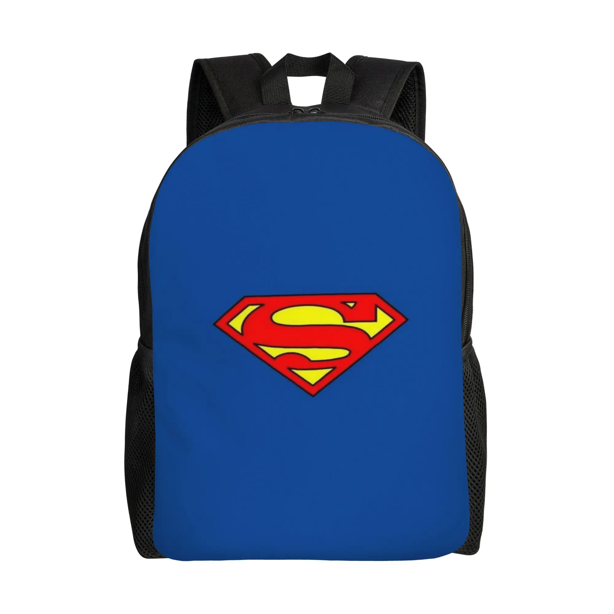 Back to school season olid Deep Blue Superman Badge Graphic Backpack  For Women Snack Storage Backpack