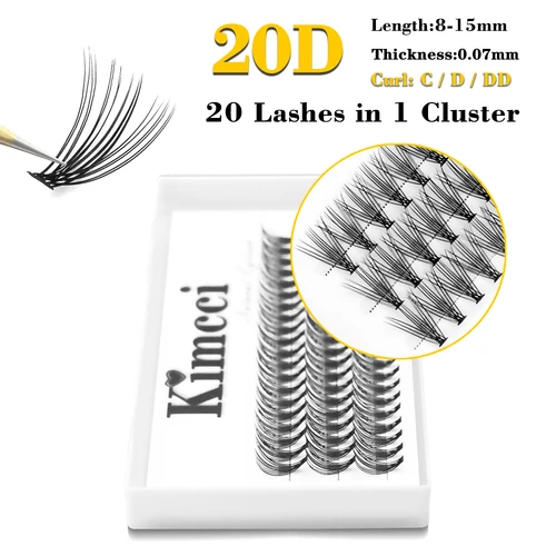 Imagen 2 del producto Kimcci 60 mechones/funda extensión de pestañas postizas naturales maquillaje 20P 3D extensión de pestañas individuales rusas pestañas de visón