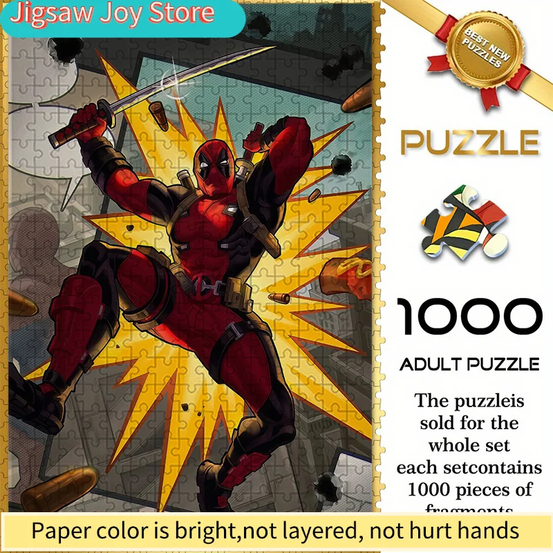 

of Marvel-Themed Seamless Puzzles Z1.15-22, Featuring Deadpool in a Sword-Fighting Scene - Durable Thick Puzzle, a Great Adult