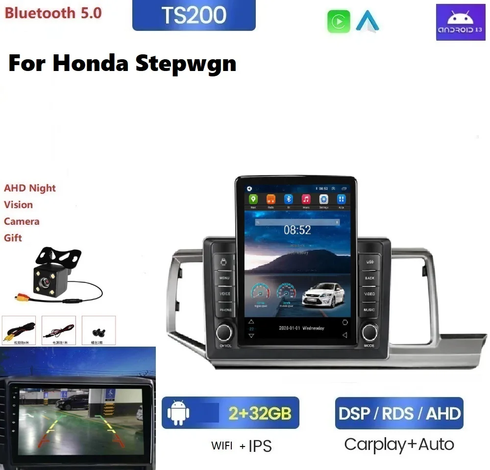 Tesla Android13 8+128G car stereo autoradio for Honda Stepwgn split-screen DSP RDS car play car stereo gps navigator