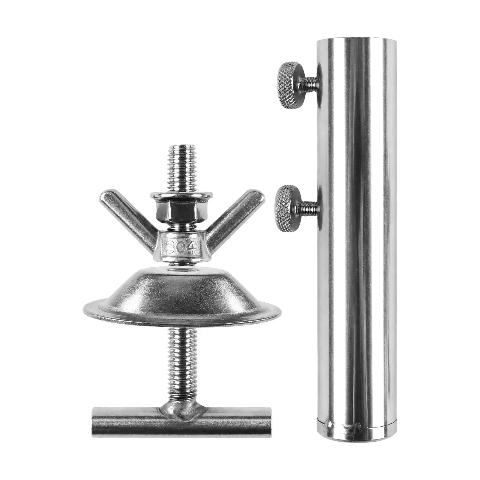 Adjustable Outdoor Parasol Stand 304 Stainless Steel Umbrella Clamp for Patio Deck Fishing Rod Holder with Nut