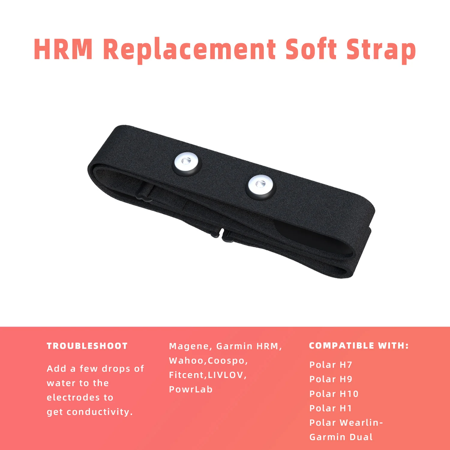 폴라 H7 H9 H10 코스포 와후 틱 가민 마젠 센서 밴드 벨트 호환 심박수 모니터 교체 스트랩 1개