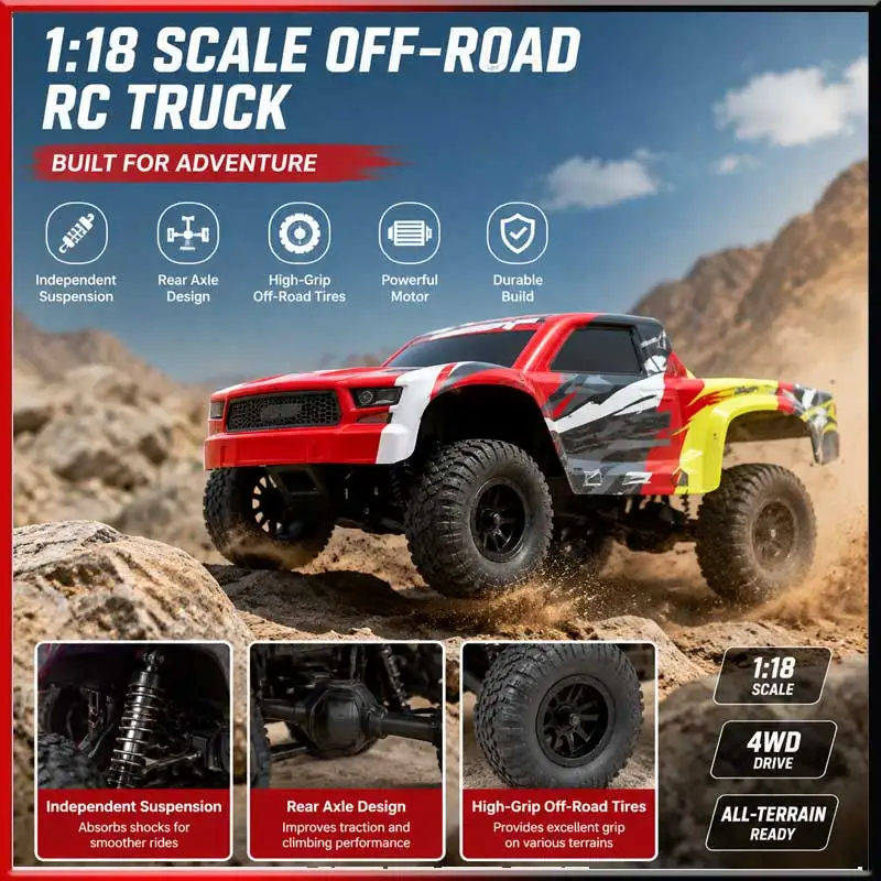 Fms 1/24 Fsc24 Chaser Remote Control Car - Off-Road Vehicle With Strong Power Metal Twin Servos For Beginners And Entry Level