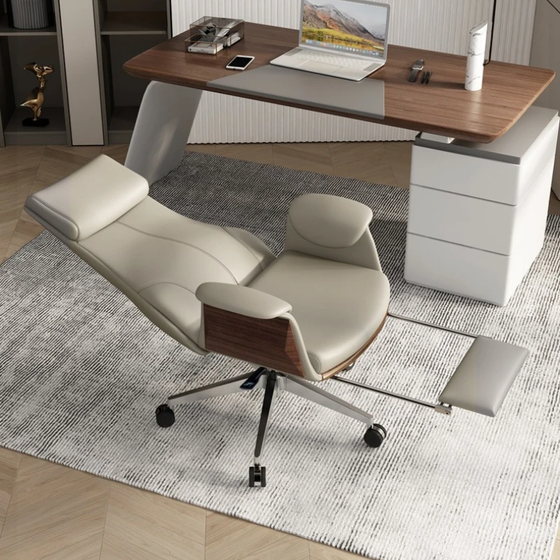 Leather office boss chair home study Height adjustable lunch break office chair comfortable sedia ufficio ergonomica Furniture