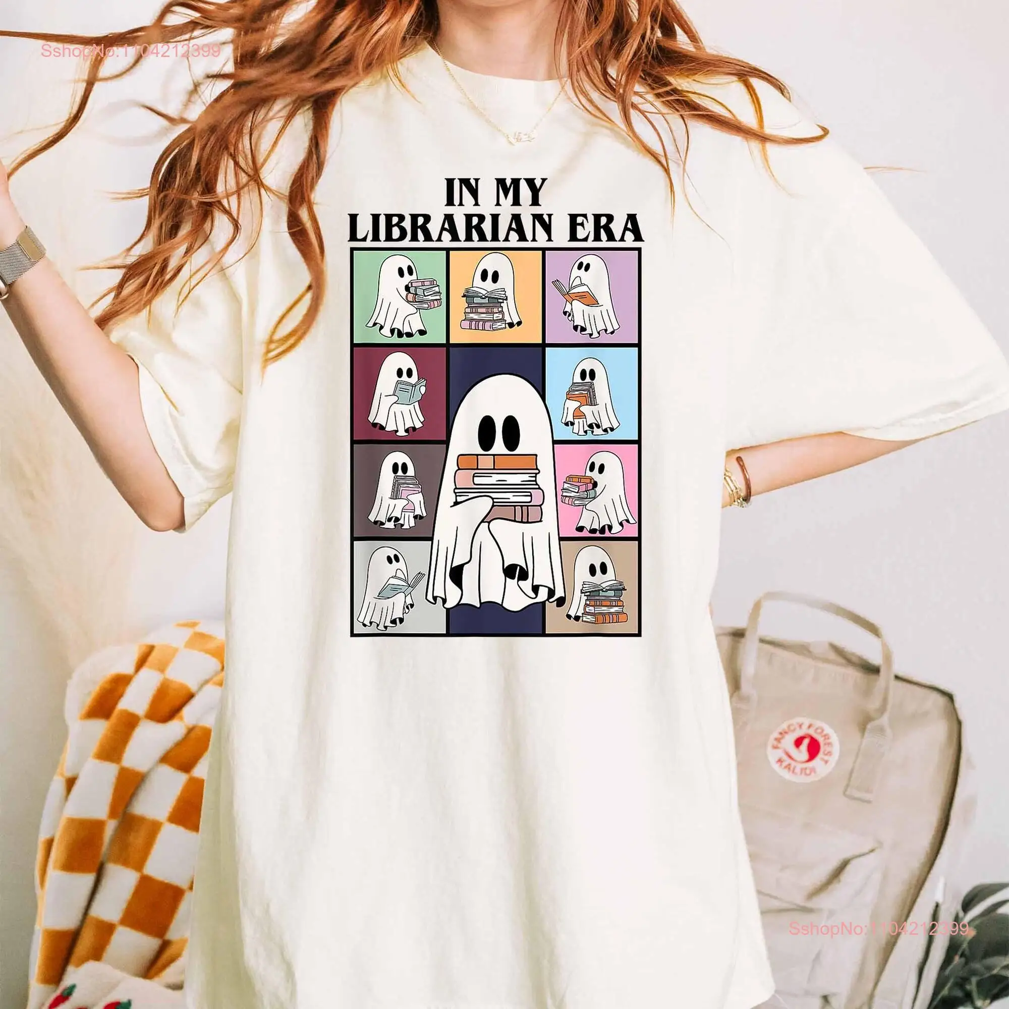 Librarian Halloween T Shirt In My Era Funny Ghost Reading Book Library For long or short sleeves