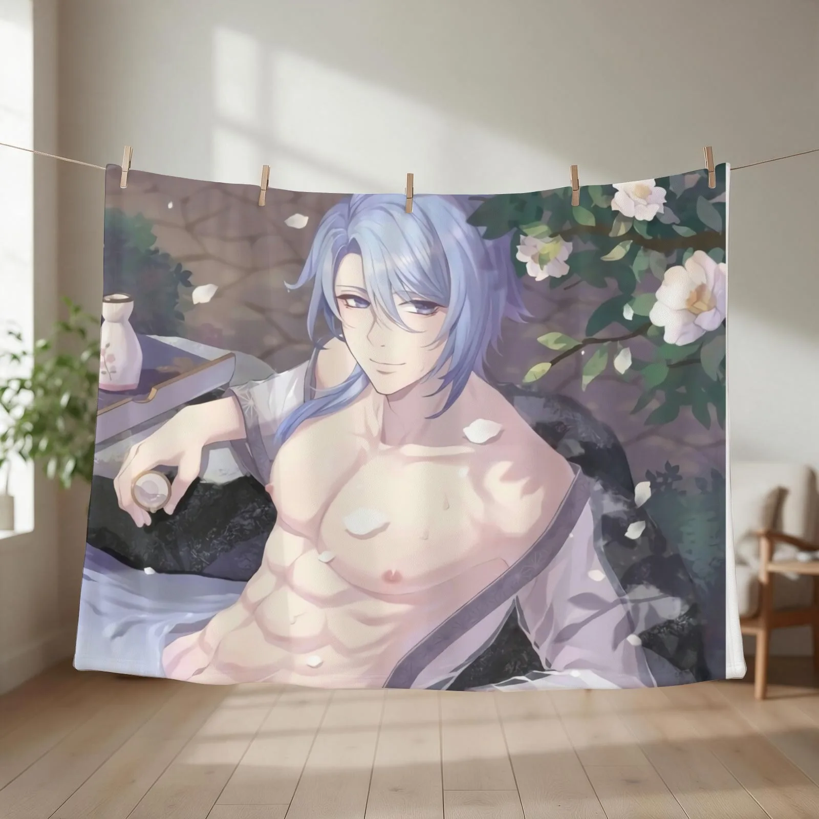 New Kamisato Ayato Throw Blanket couch cozy soft plush fuzzy picnic outdoor blanket